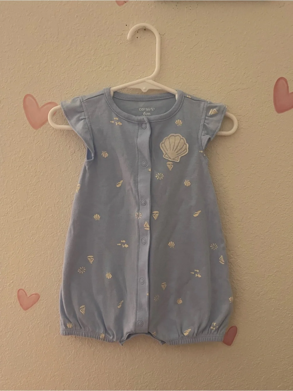Carter's Light Blue Shell-Print Baby Footie
